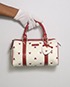 Heart Joy Boston Bag, &pound;65, Handbags, Red/White, Canvas, Front view